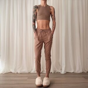 Tan Jogger Pants Lounge Trousers Minimalist Drawstring Pants CC California XS